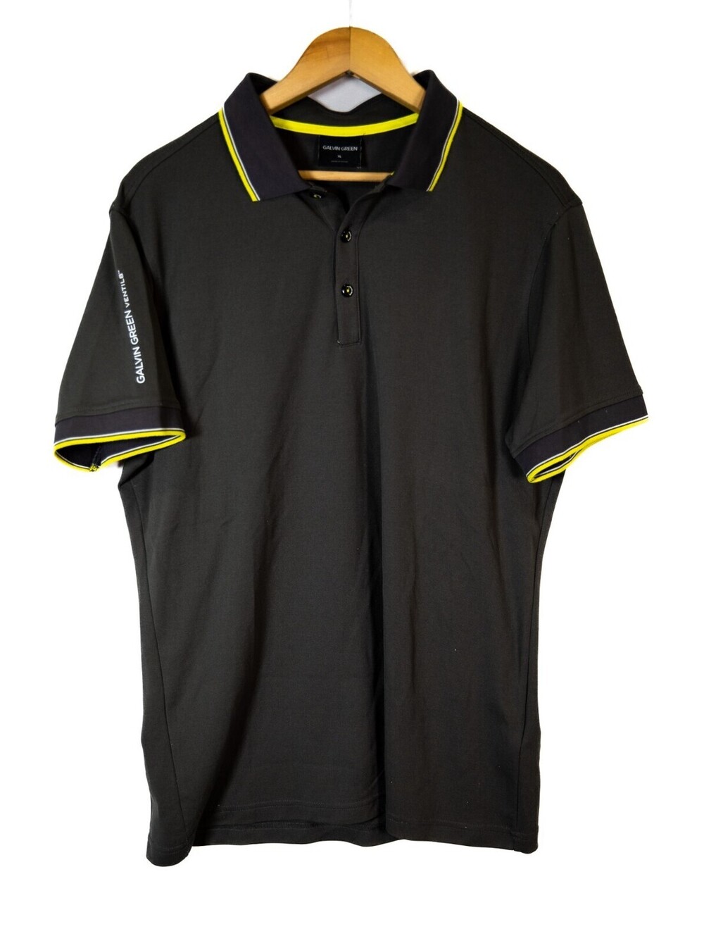 Galvin Green Milion Breathable Short Sleeve Shirt - Black / Yellow Trim Men's XL
